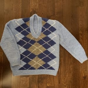 Vintage Handmade Wool V-Neck Pullover Sweater